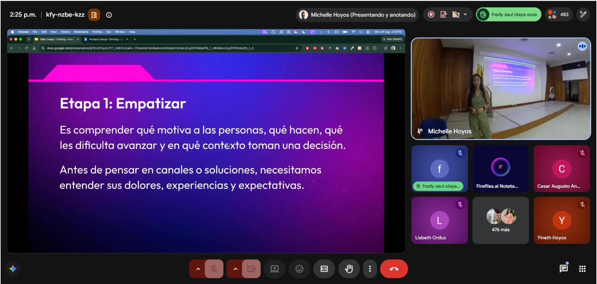 Taller virtual de Design Thinking con asistentes conectados